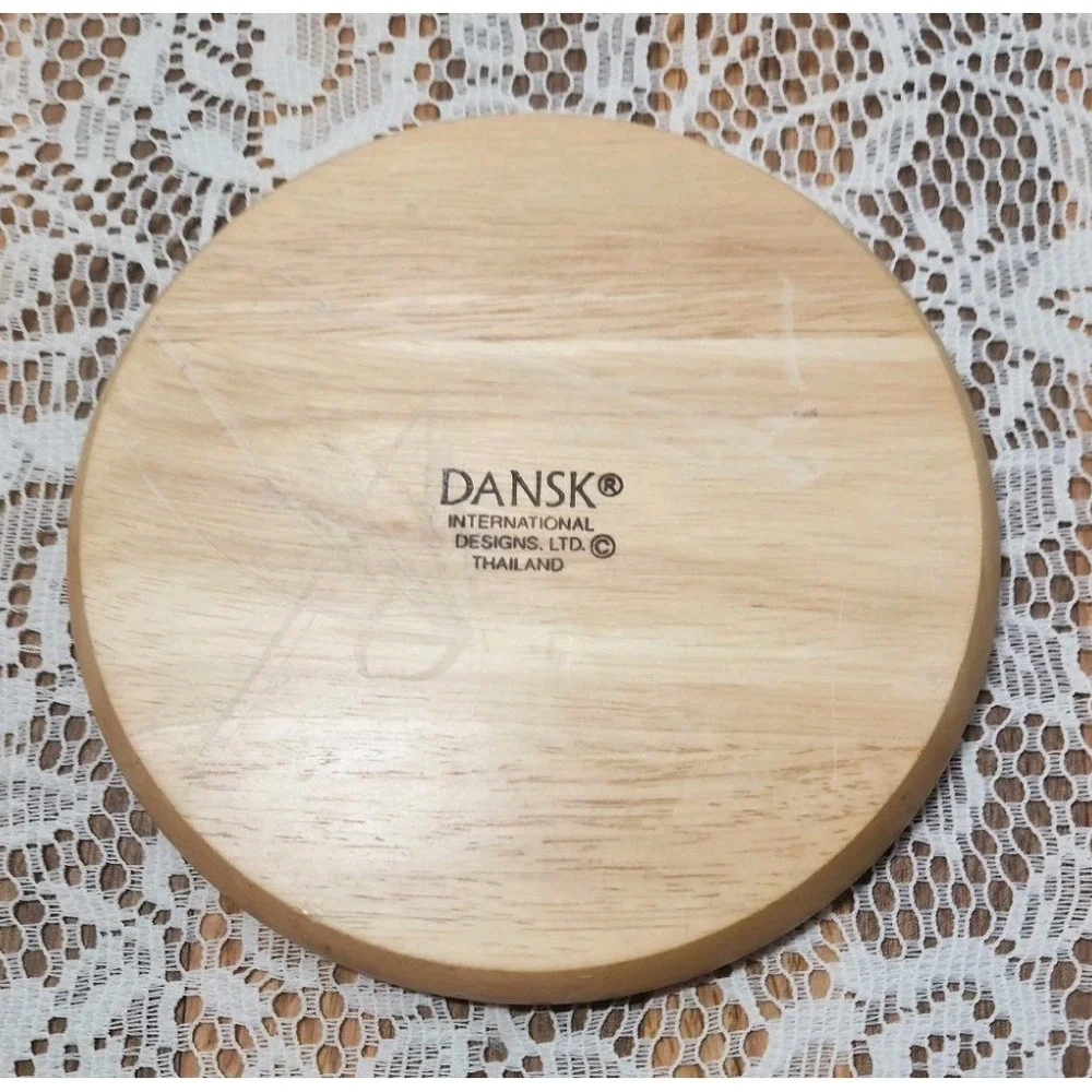 Vintage Dansk Umbrian Fruits Tile And Wood Trivet‎ MCM Thailand 7